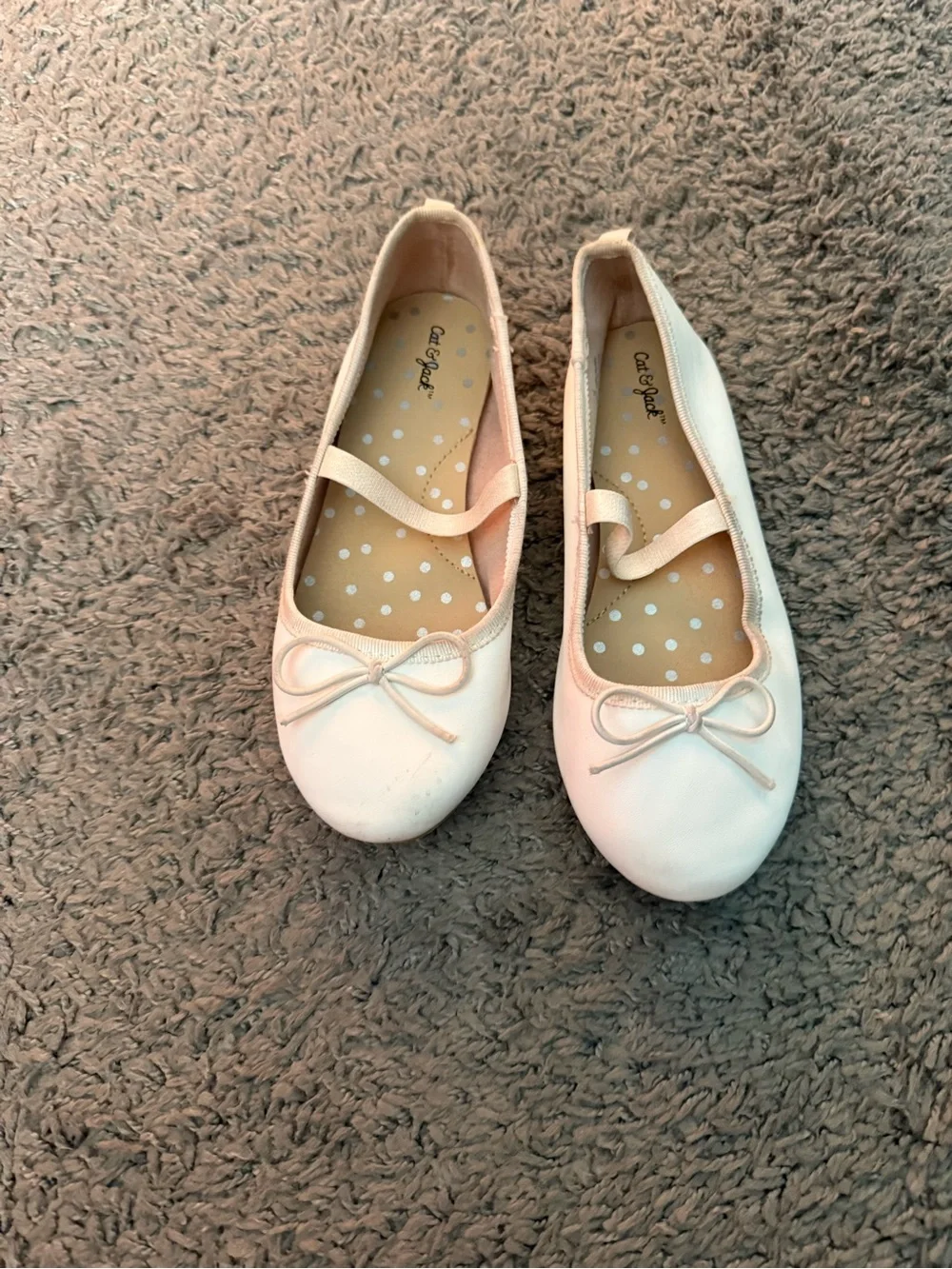 Cat & Jack White Ballet Flats with Bow Sz 12